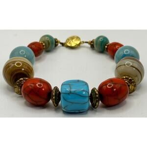 Vintage Boho Multi-Color Stone & Resin Bead Fashion Bracelet - *Great Condition*